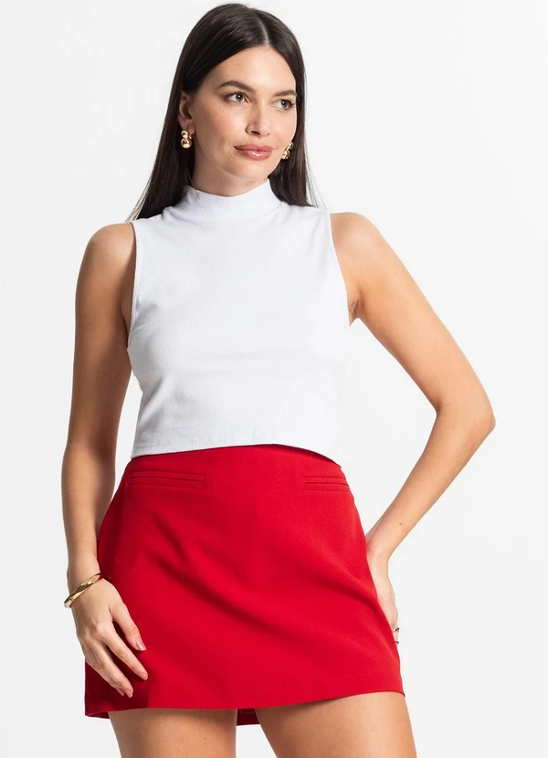 Select - Regata Feminina Gola Alta Canelada Branco 3