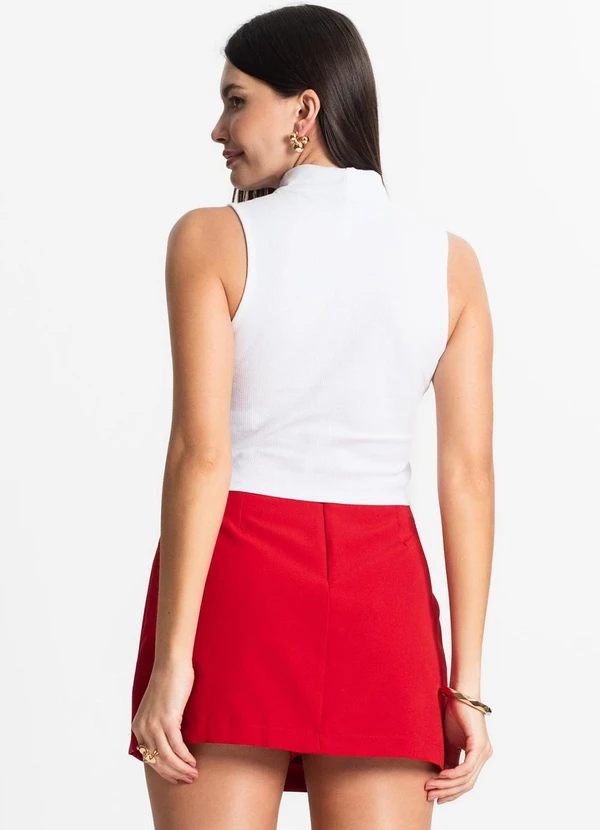 Select - Regata Feminina Gola Alta Canelada Branco 4