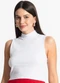 Select - Regata Feminina Gola Alta Canelada Branco - variação: Branco