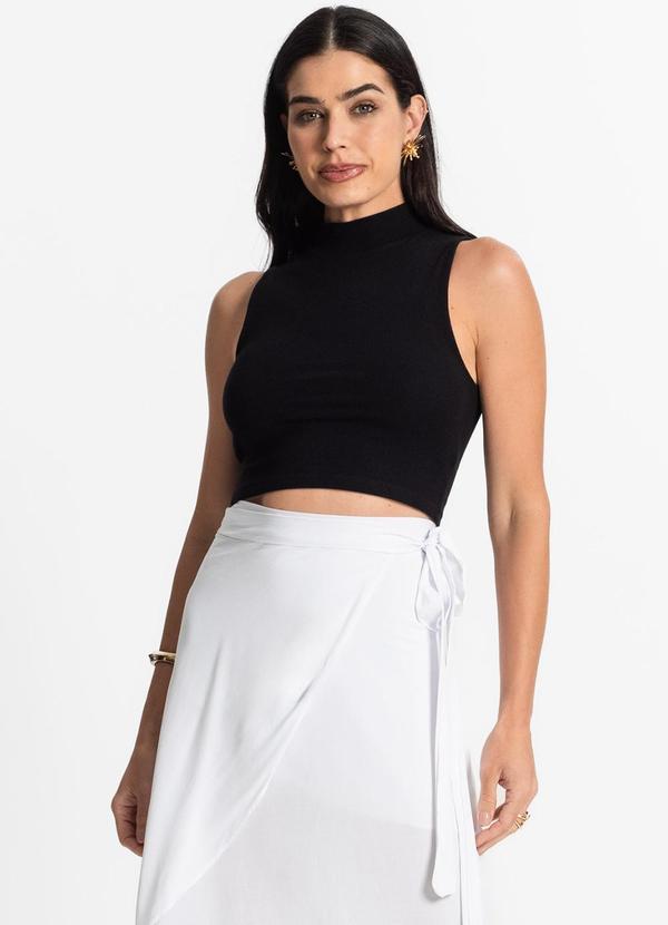 Select - Regata Feminina Gola Alta Canelada Preto 3