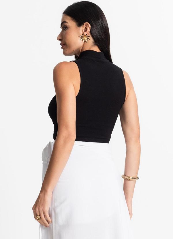 Select - Regata Feminina Gola Alta Canelada Preto 4