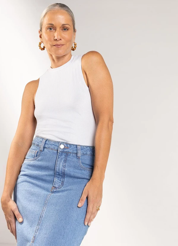 Marialícia - Regata Feminina Lisa Branco 4