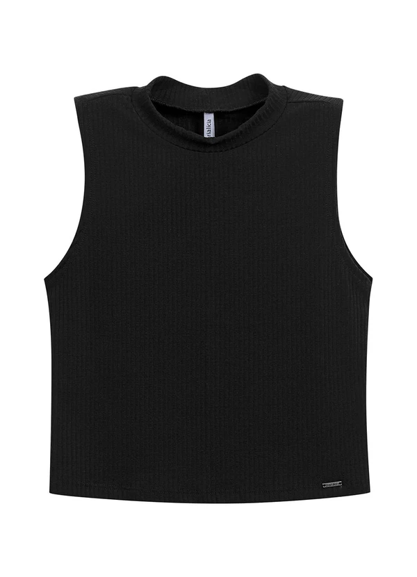 Marialícia - Regata Feminina Lisa Preto