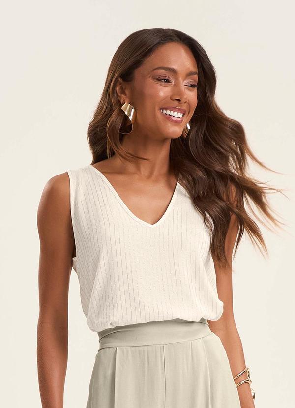 Rovitex - Regata Feminina Listarda Lurex Bege 1