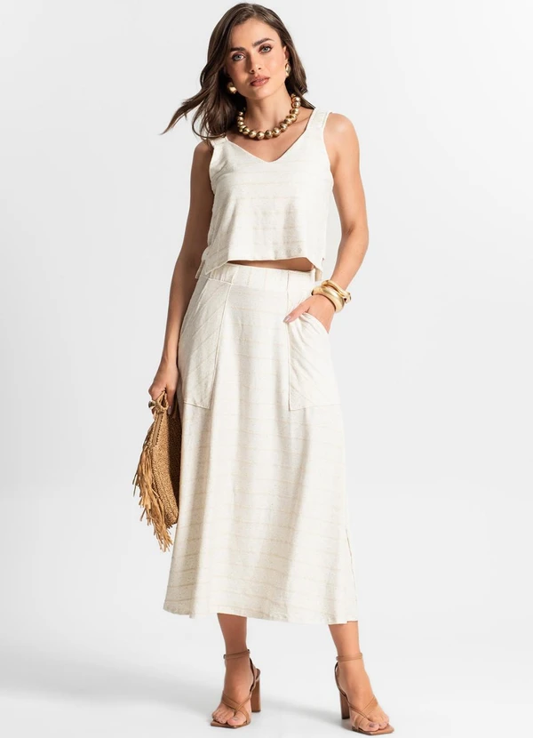 Endless - Regata Feminina Listrada Bege 3