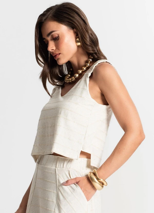 Endless - Regata Feminina Listrada Bege 4