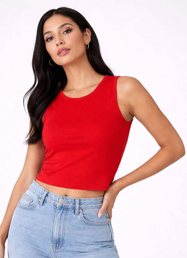 Infinita Cor - Regata Feminina Manga Cavada Vermelho