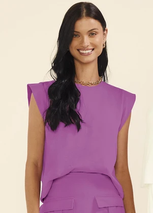 Marialícia - Regata Feminina Muscle Tee Texturizada Rosa - MARIALÍCIA