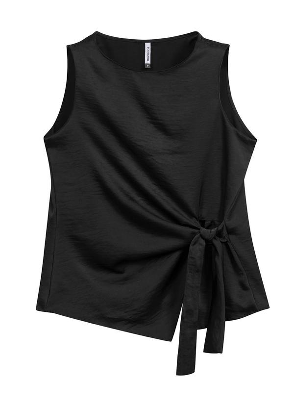 Marialícia - Regata Feminina Nó Lateral Preto 1