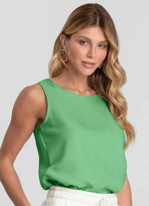Dianna - Regata Feminina Poli Linho Toque Leve Verde - DIANNA