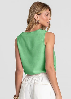Dianna - Regata Feminina Poli Linho Toque Leve Verde - DIANNA