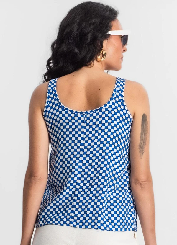 Infinita Cor - Regata Feminina Quadriculada Azul 2