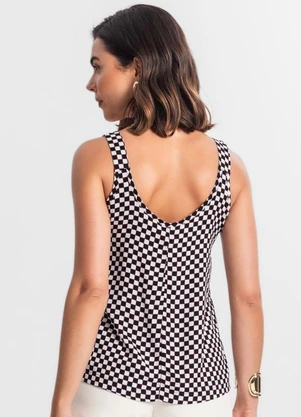 Infinita Cor - Regata Feminina Quadriculada Preto - INFINITA COR