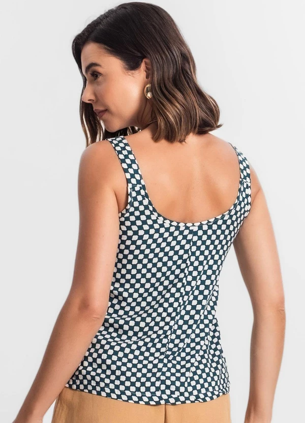 Infinita Cor - Regata Feminina Quadriculada Verde 2