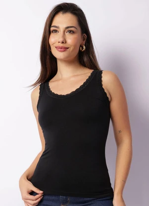 Torra - Regata Feminina Renda Preta - TORRA
