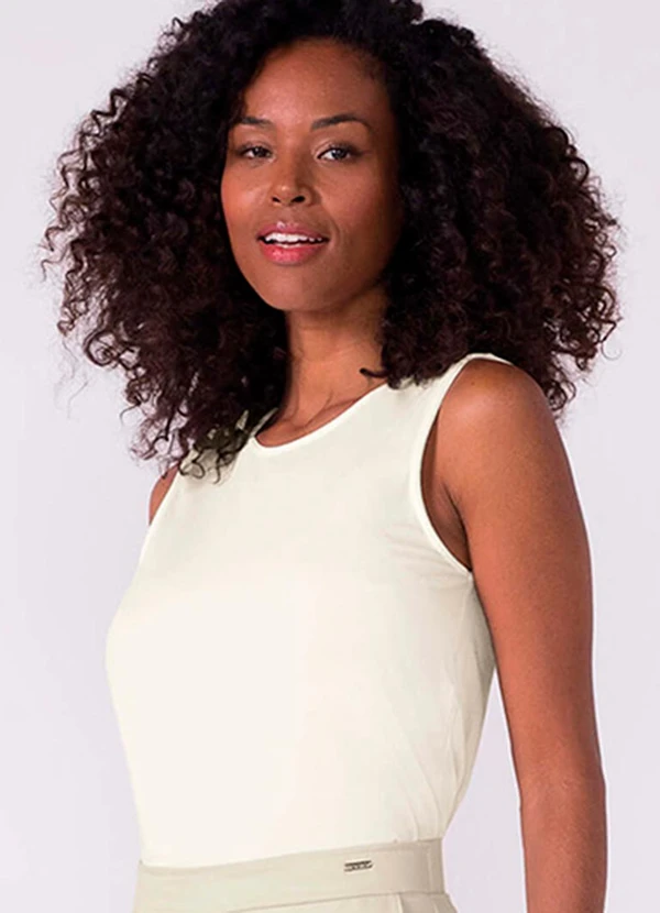 Marialícia - Regata Feminina Reta Bege