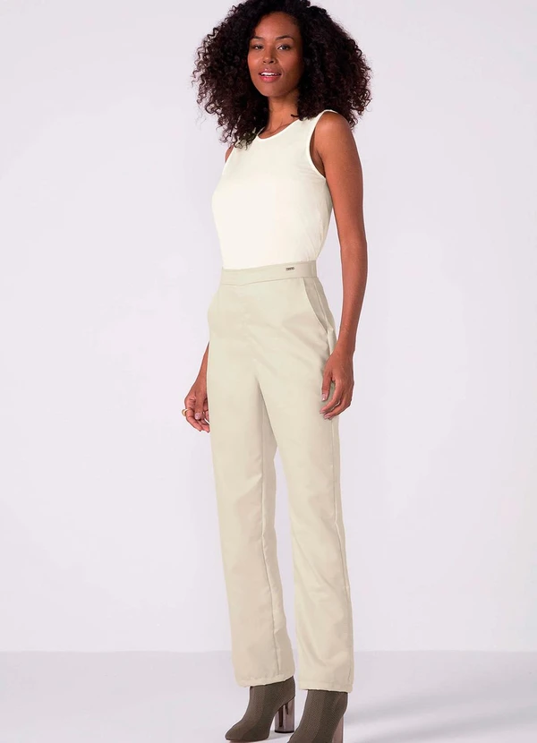 Marialícia - Regata Feminina Reta Bege 2