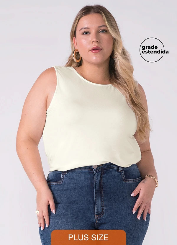 Marialícia - Regata Feminina Reta Bege 4