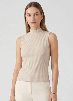 Infinita Cor - Regata Feminina Ribana Canelada Bege - INFINITA COR