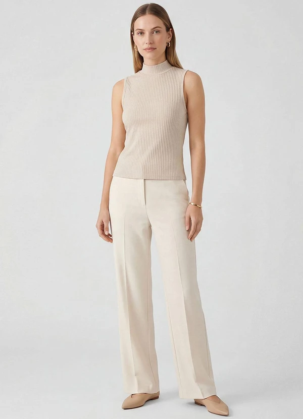 Infinita Cor - Regata Feminina Ribana Canelada Bege 2