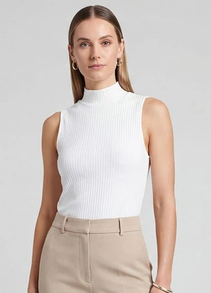 Infinita Cor - Regata Feminina Ribana Canelada Branco - INFINITA COR