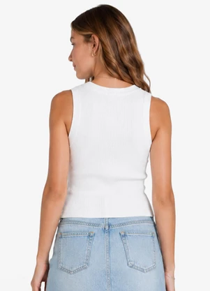 Minty - Regata Feminina Ribana Canelada com Branco - MINTY