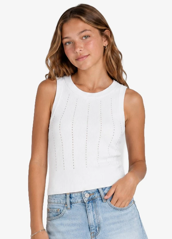 Minty - Regata Feminina Ribana Canelada com Branco