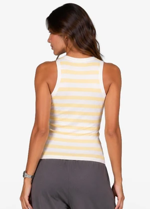 Minty - Regata Feminina Ribana Canelada Listrada Amarelo - MINTY