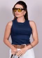 Hiatto Confecção - Regata Feminina Ribana Canelada Marinho - variação: Marinho