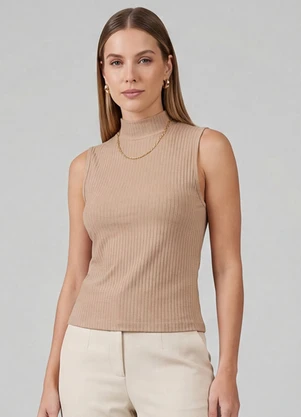 Infinita Cor - Regata Feminina Ribana Canelada Marrom - INFINITA COR