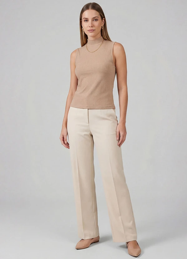 Infinita Cor - Regata Feminina Ribana Canelada Marrom 3