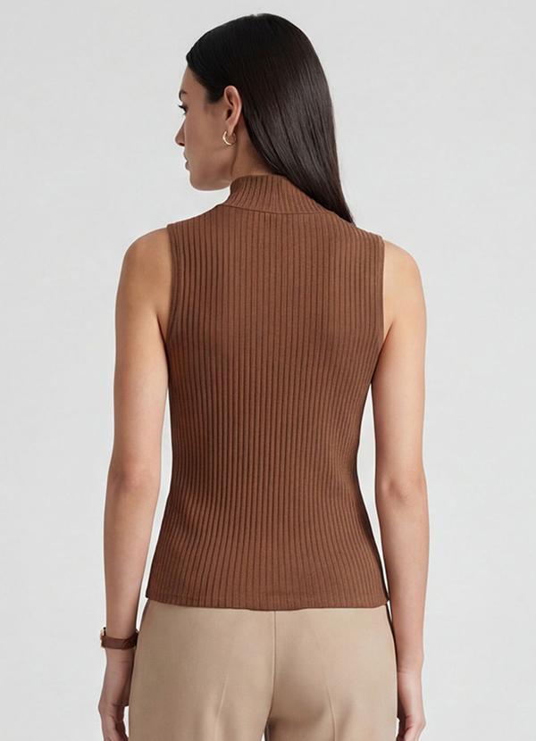 Infinita Cor - Regata Feminina Ribana Canelada Marrom 2