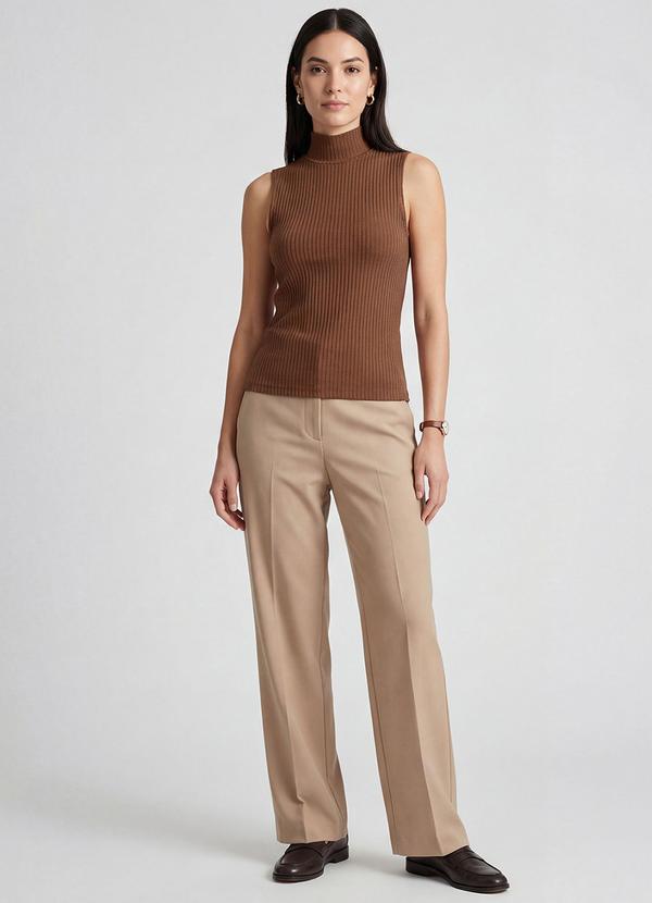 Infinita Cor - Regata Feminina Ribana Canelada Marrom 3