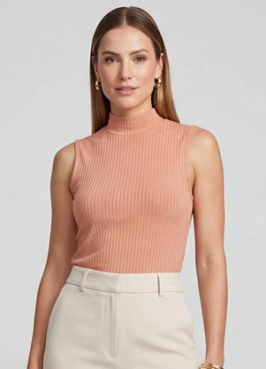 Infinita Cor - Regata Feminina Ribana Canelada Marrom - INFINITA COR