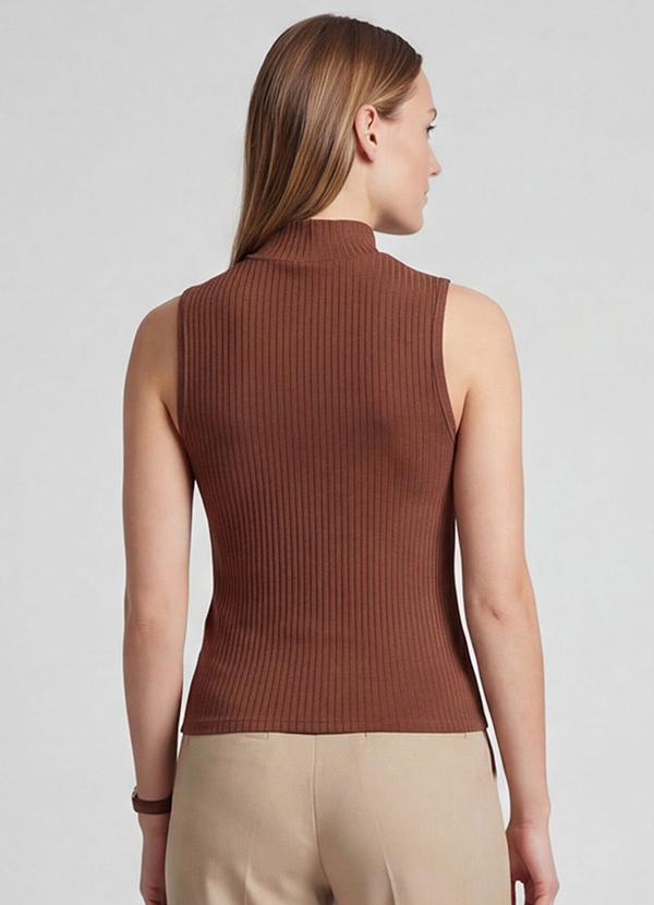 Infinita Cor - Regata Feminina Ribana Canelada Marrom 2