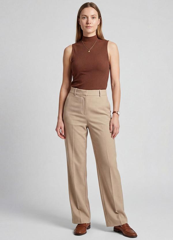 Infinita Cor - Regata Feminina Ribana Canelada Marrom 3