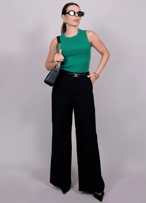 Hiatto Confecção - Regata Feminina Ribana Canelada Verde - HIATTO CONFECÇÃO