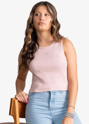 Minty - Regata Feminina Ribana com Strass Bege - MINTY