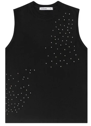 Minty - Regata Feminina Ribana com Strass Preto - MINTY