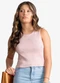 Minty - Regata Feminina Ribana com Strass Bege - variação: Rosa