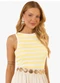 Rovitex - Regata Feminina Ribana de Viscose Marrom - variação: Amarelo