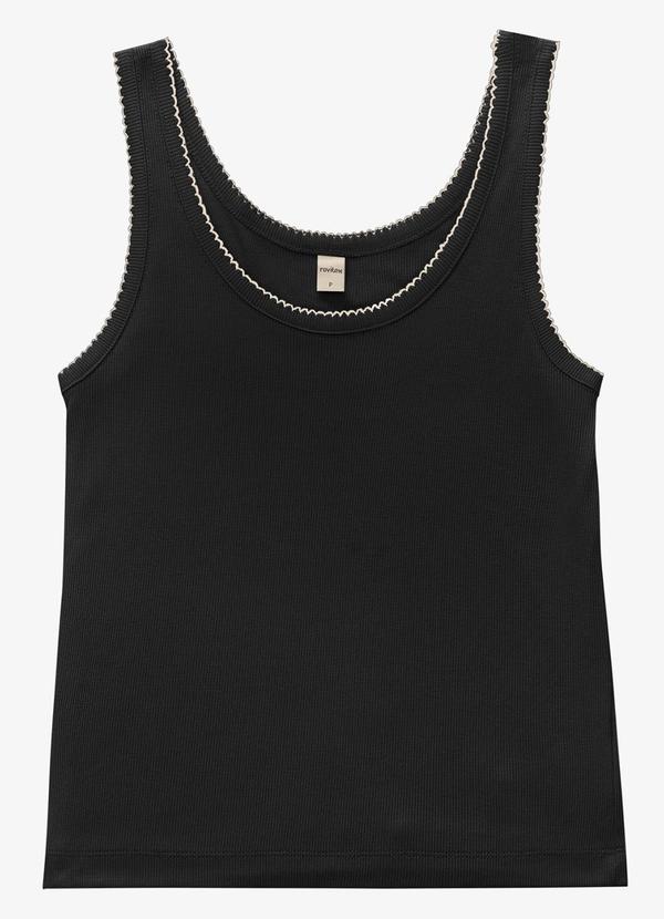 Rovitex - Regata Feminina Ribana de Viscose Preto