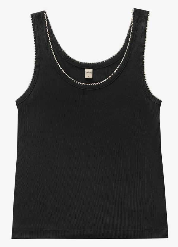 Rovitex - Regata Feminina Ribana de Viscose Preto