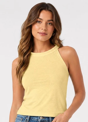 Infinita Cor - Regata Feminina Ribana Poli Linho Amarelo - INFINITA COR