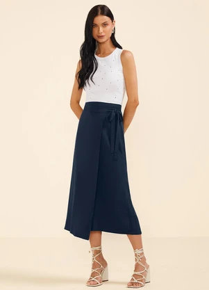 Marialícia - Regata Feminina Strass Ribana Branco - MARIALÍCIA