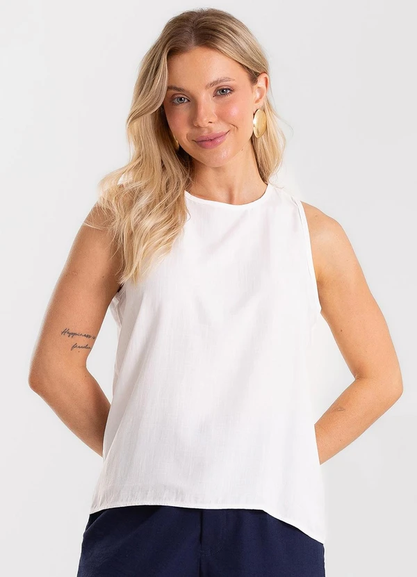 Rovitex - Regata Feminina Tecido Viscose Branco