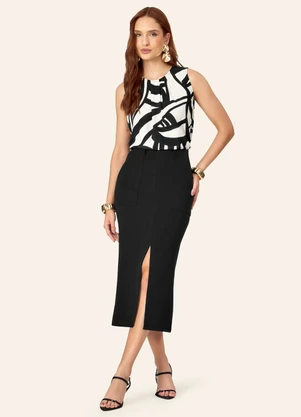 Endless - Regata Feminina Tecido Viscose Estampada Preto - ENDLESS