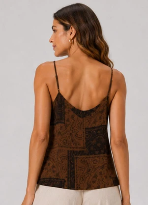 Infinita Cor - Regata Feminina Tecido Viscose Slub Marrom - INFINITA COR