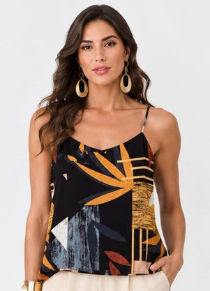 Infinita Cor - Regata Feminina Tecido Viscose Slub Preto - INFINITA COR