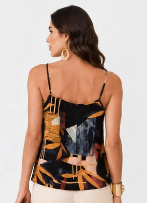 Infinita Cor - Regata Feminina Tecido Viscose Slub Preto - INFINITA COR